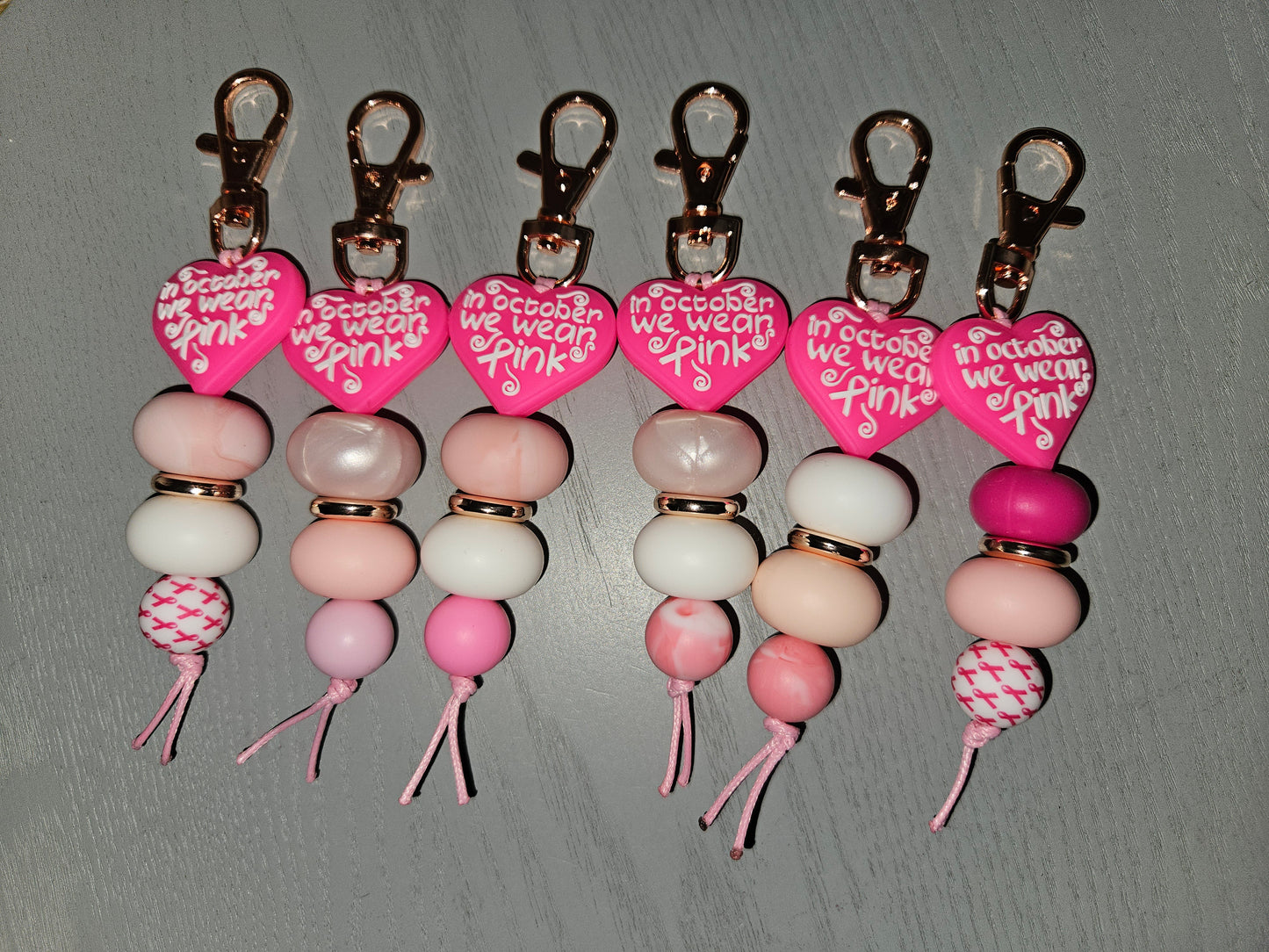 We Wear Pink 5 Beaded Keyring