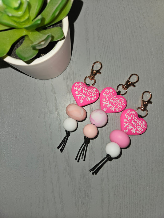 We Wear Pink 3 Beaded Keyring