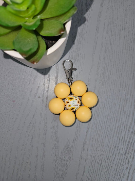 Large Beaded Daisy Keyring